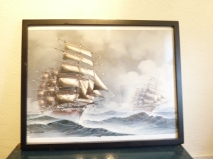 Ship Painting Black Frame